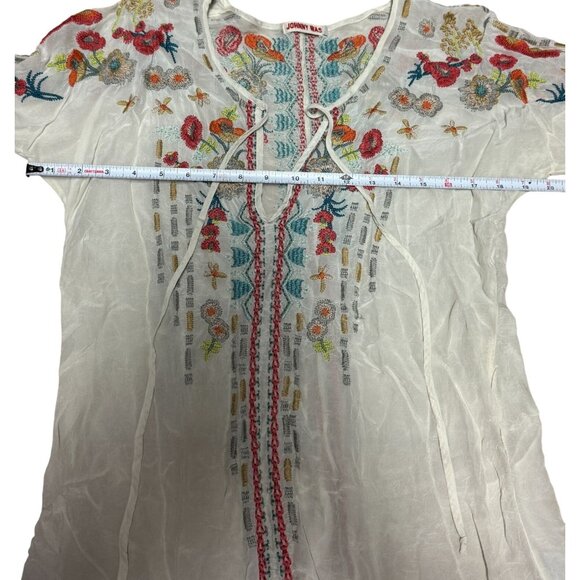 Johnny Was Autumn Bloom Embroidered Front Ties Long Sleeve Peasant Tunic Small - Picture 5 of 7